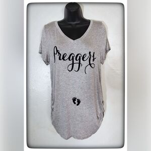 French Pastry Gray PREGGERS and MAMA BEAR Maternity Tops Sz XL